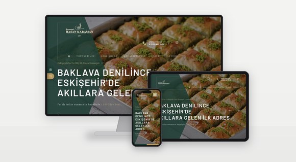 Gaziantepli Hasan Karaman kurumsal web sitesinin masaüstü, tablet ve mobil görünümleri